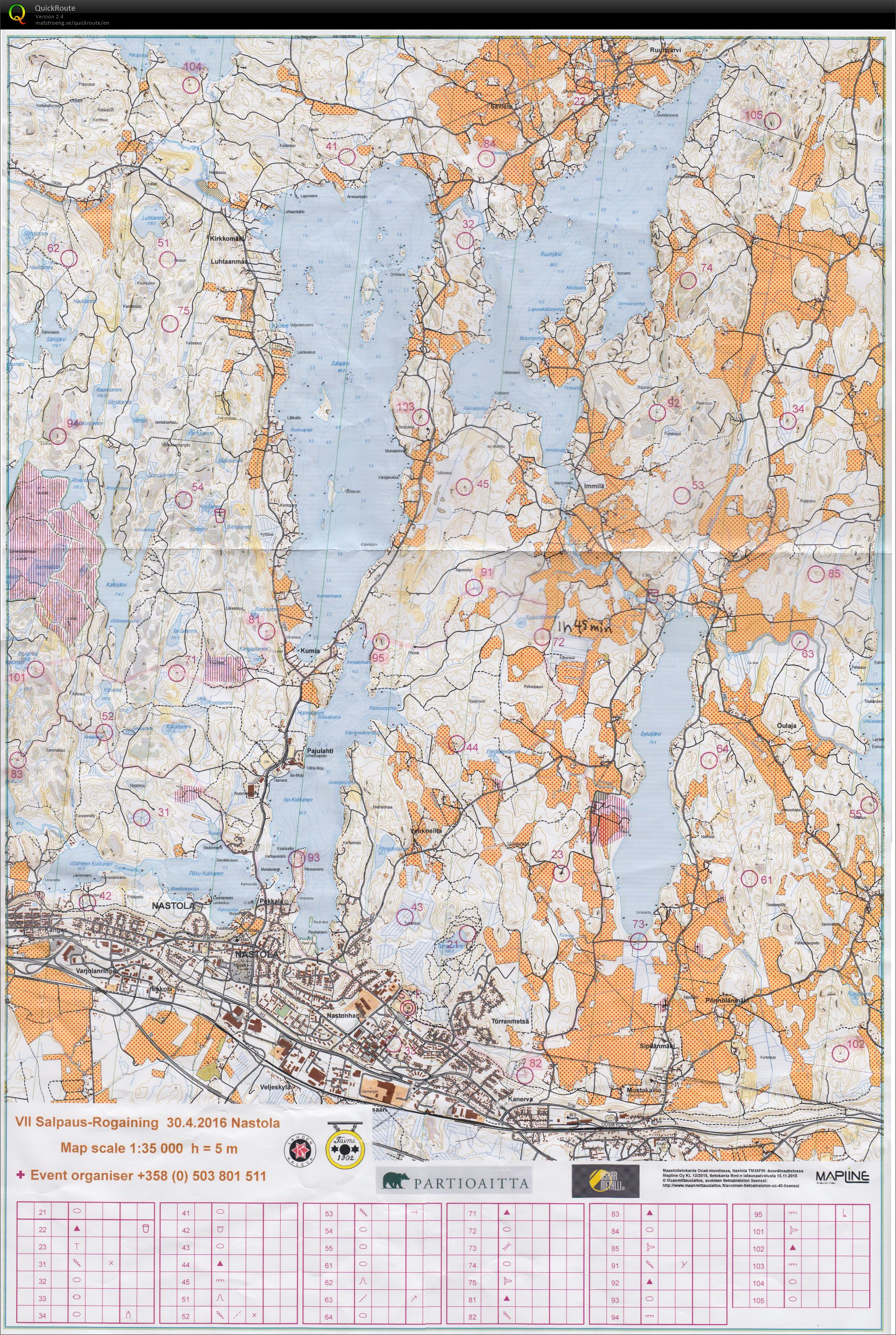 Salpaus-Rogaining 2016 (30/04/2016)